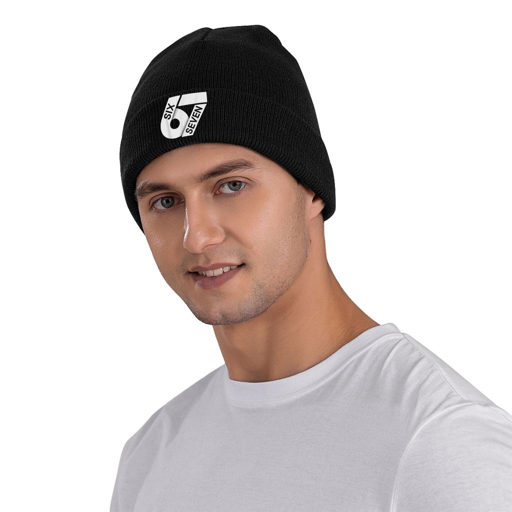 Fun Six Seven 6 7 Meme Design Knit Hat  Beanie Hats Gym Warm Soft Men Women Bonnet Hats Autumn Winter Design Casual Caps Gift