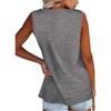 Women's Solid Color Henley Tank Top, Round Neck Button Front Sleeveless Loose Casual Summer Daily Wear T-shirt