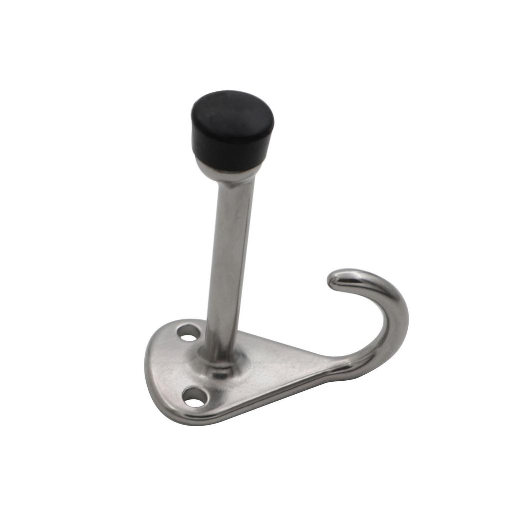 Gold Pyramid Rubber Door Stopper with Hook - 304 Stainless Steel Cylinder Holder