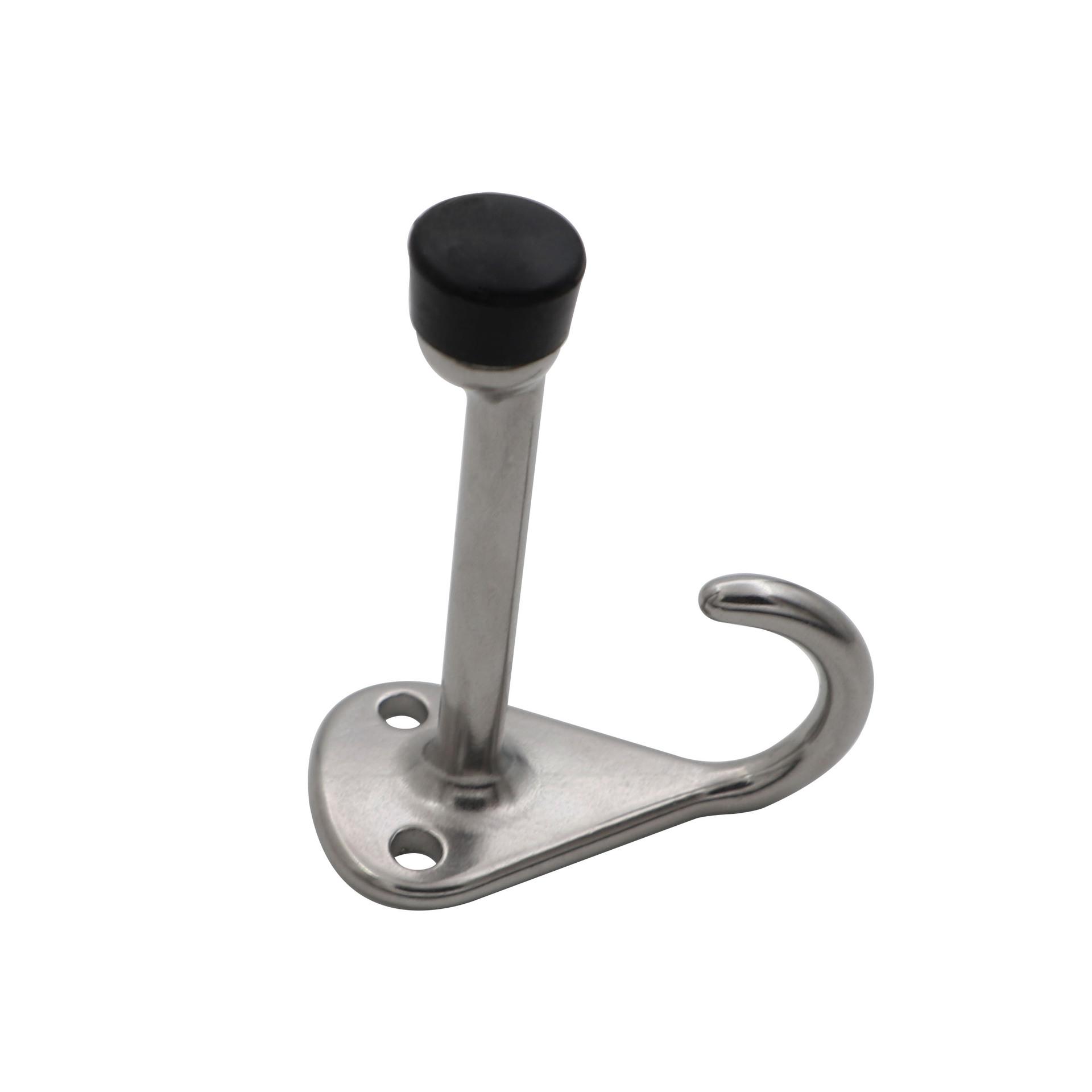 Gold Pyramid Rubber Door Stopper with Hook - 304 Stainless Steel Cylinder Holder