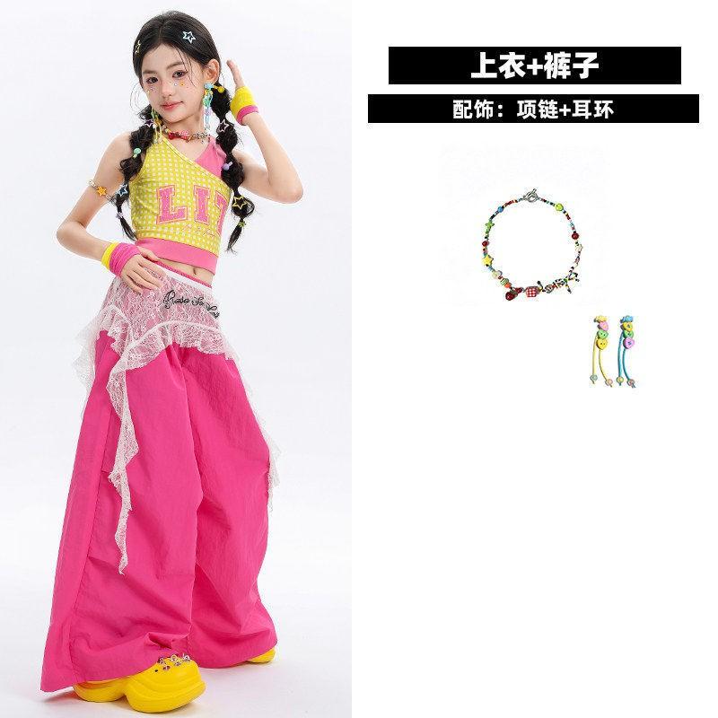 Girls Jazz Dance Costume Kids Performance Outfit Trendy Streetwear Style
