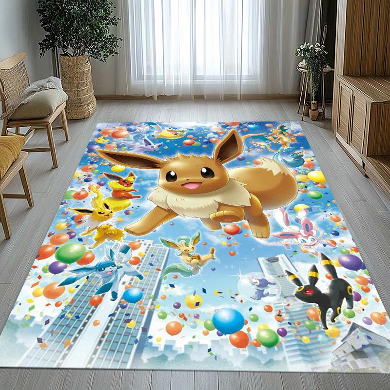 Kawaii Pokemon Pikachu Cartoon Living Room Non-Slip Area Rug Soft Carpet for Bedroom Kids Playroom Sofa,Home Decor Doormat Gift