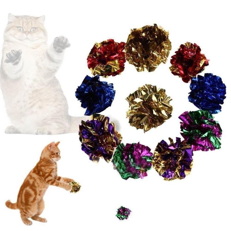 6PcsMylar Crinkle Folie Bälle Katze Kätzchen Sound Spielen Spielzeug Knistern Papier Rascheln