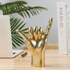 7.8'' Resin Gold Ornament ASL Signal Sculpture, 66" Hand Gesture Decoration Figurine Statue Thanksgiving (JS0367)