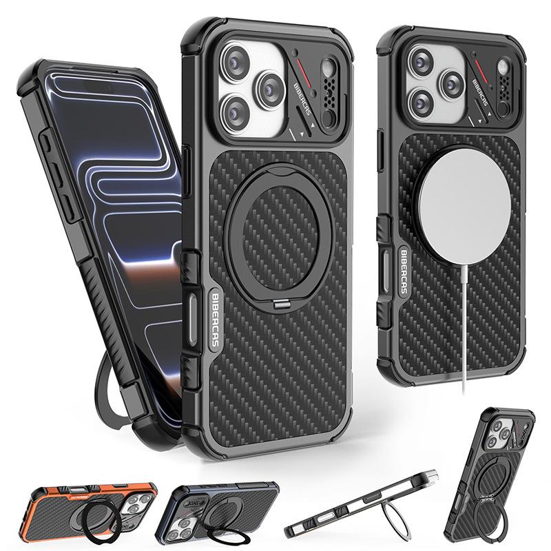 Applicable To IPhone17Promax Mobile Phone Case, Carbon Fiber Magnetic Suction All-inclusive Anti-drop 17Pro IPhone Case.