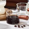 Coffee Milk Pitcher with Wooden Handle Mini Glass Creamer Cup for Espresso Small Sauce Dipping Bowl Measuring Scale Condiment Dish