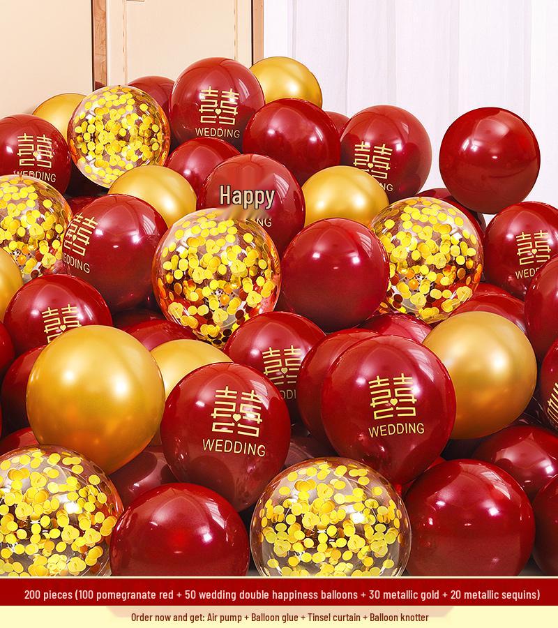 Red Wedding Balloons: Romantic Bedroom & Living Room Decor, Photo Props, Wedding Scene Setup