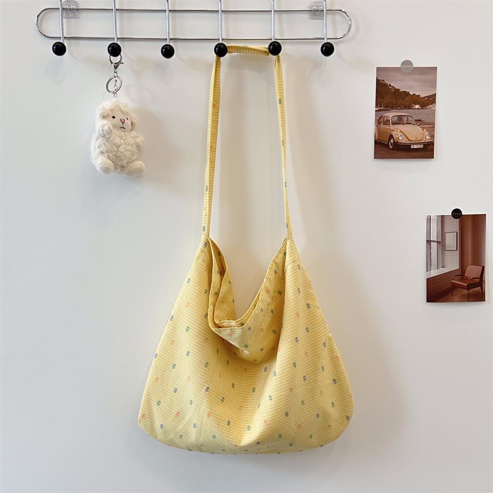 Korean Floral Cotton Crossbody Bag, Large Capacity Retro Style