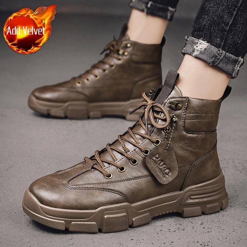 Lace Up Male Winter Shoes Ankle Men's Snow Boots Booties Platform Offer Fashion Luxury Anti Slip New In Brands High Quality Work