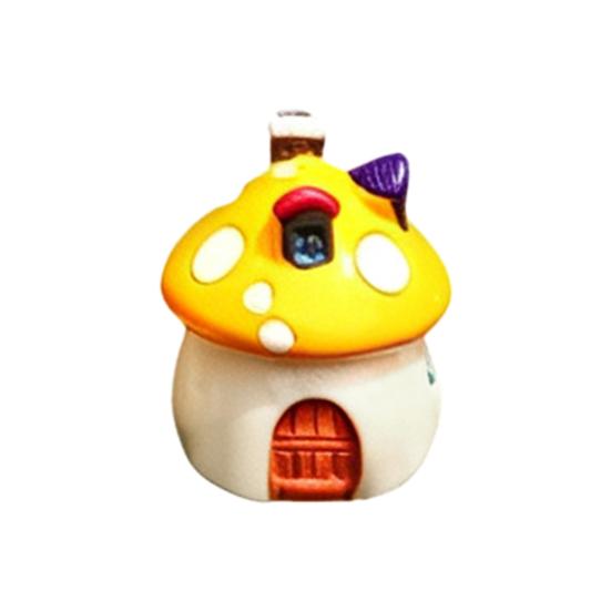 Mini houbový dům Figurka Miniaturní doplňky pro pohádkovou zahradu Malá pryskyřičná chaloupka Soška pro DIY Terárium Mechový krajinný květináč Bonsaj Dekorace