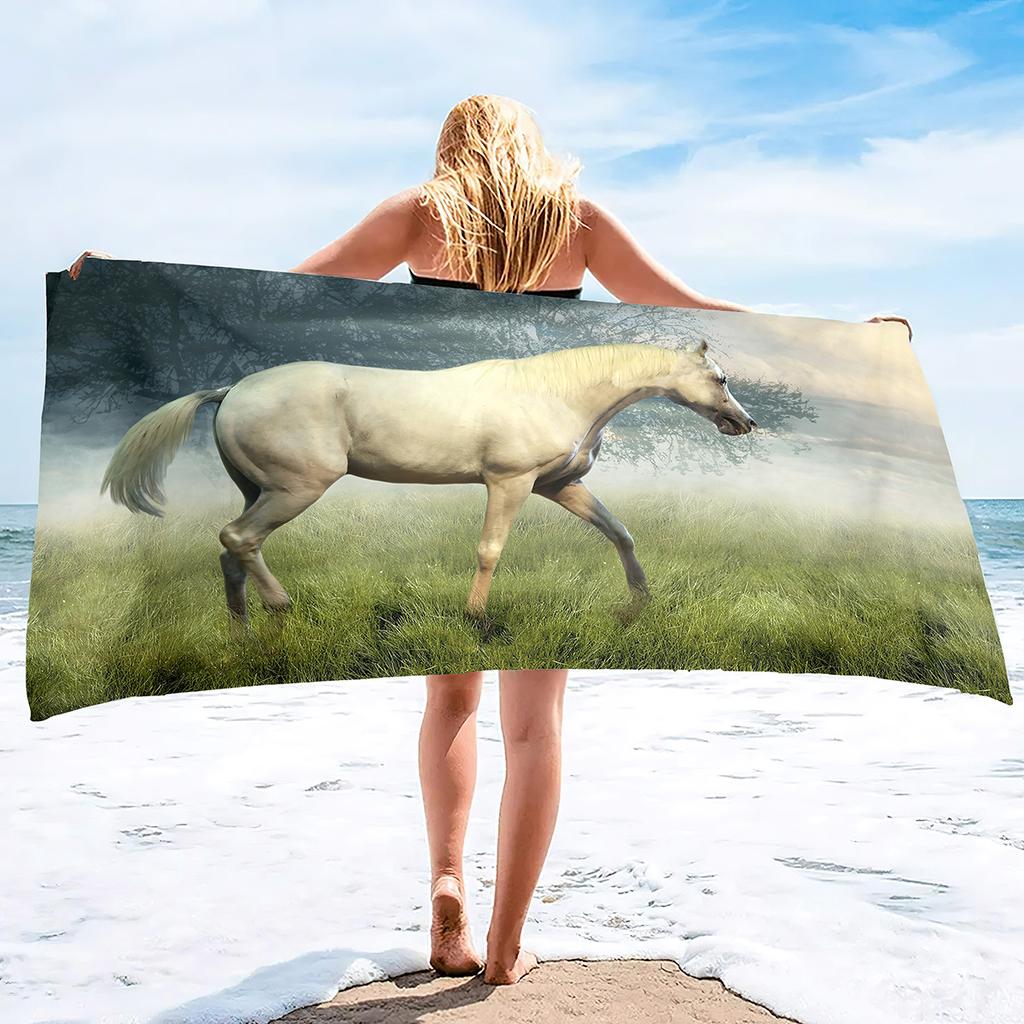 Grassland Horse Pattern Series Seaside Vacation Beach Towel Swimming Bath Towel Sports Towel
