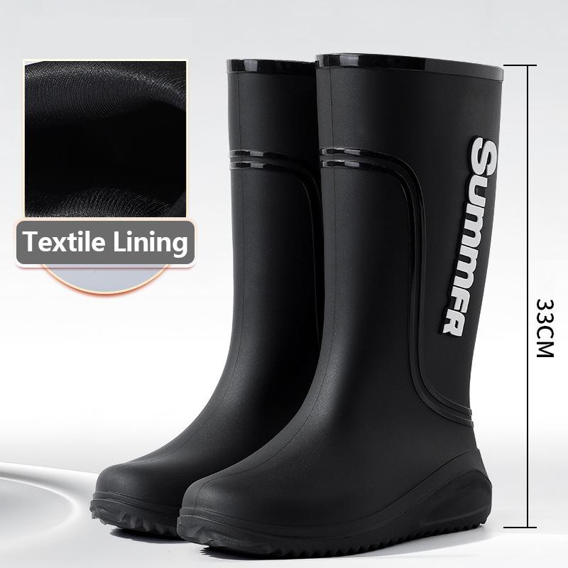 

Fashion Outdoor Men s Rain Boots Fashion Long Tube Fishing Shoes Non-Slip Waterproof Shoes Couple Work Shoes Rubber Shoe Warm Rain Boots 44-45 чёрный