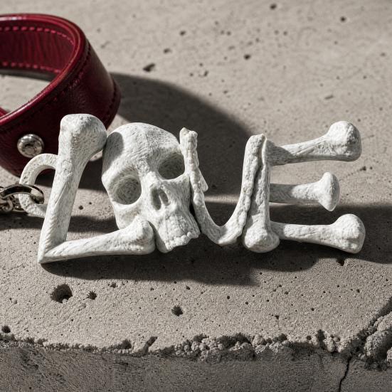 Yousheng 3D Printed Skull LOVE Keychain, Skeleton Keychain Pendant, Dark Style Bag Charms for Keys Backpack Necklace