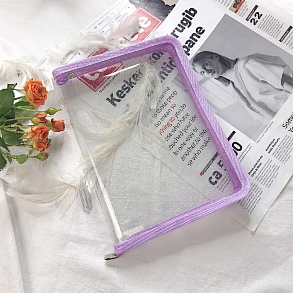 

Transparent File Folder Storage Bag A5 Folder Organizer New Zip Pocket Bag рожевий