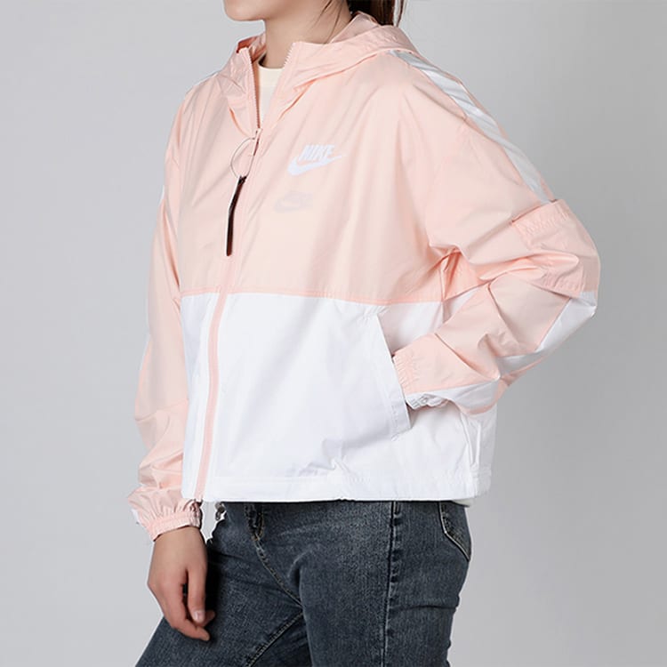 Nike Jacken Damen Gewaschen Korallenrot/Weiß Mit Kapuze Moderat CJ7345-664