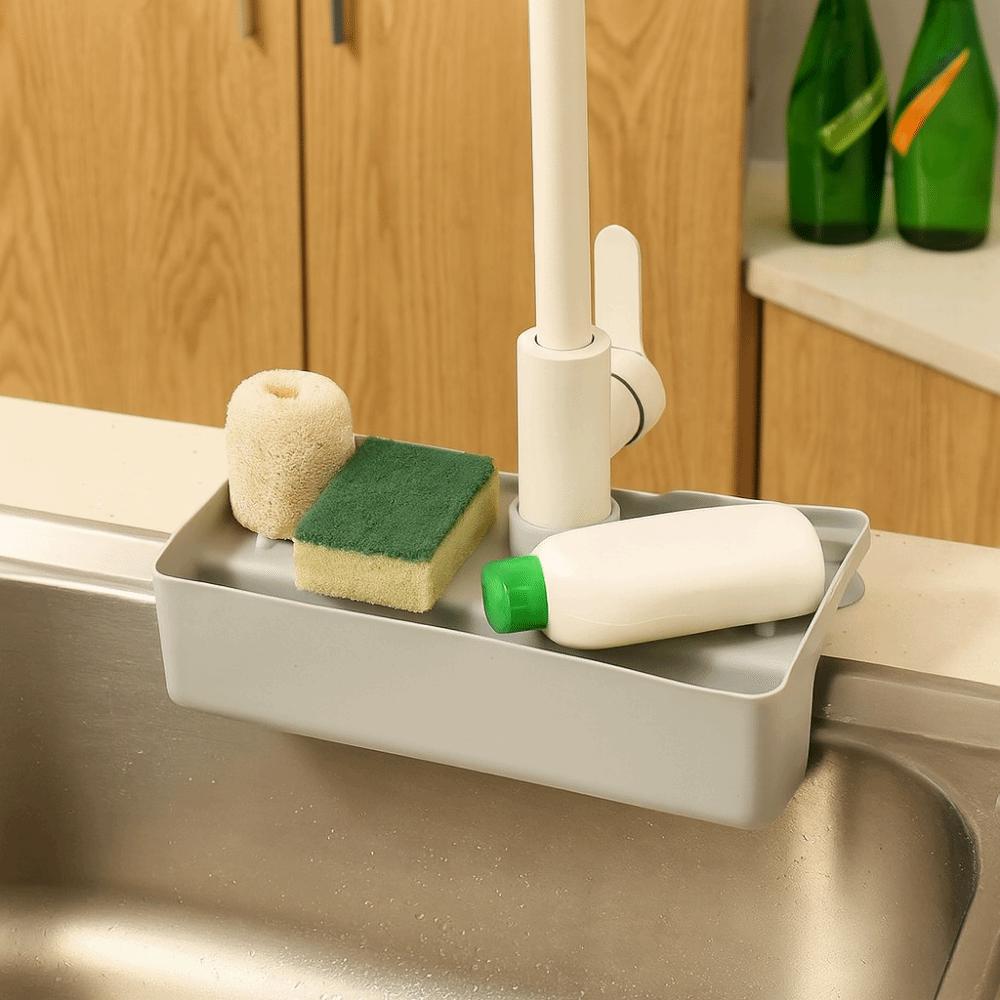 Splash Proof Faucet Drain Storage Rack Hollow Draining Design Anti Slip Sink Drain Rack Space Saving TRP Faucet Shelf Kitchen