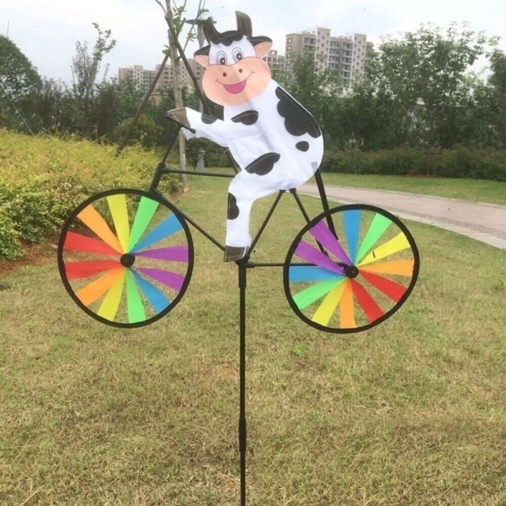 Yard Lawn Decor Animal Bicycle Wind Spinner Bee Outdoor Windmill Durable Bicycle Windmill