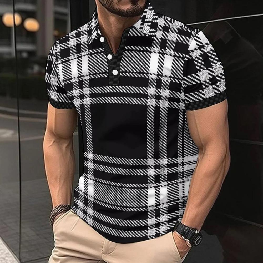 3D Printed Men's Polo Shirt Short Sleeve Turn-down Collar Breathable Spring Fit Casual Men Clothing Top