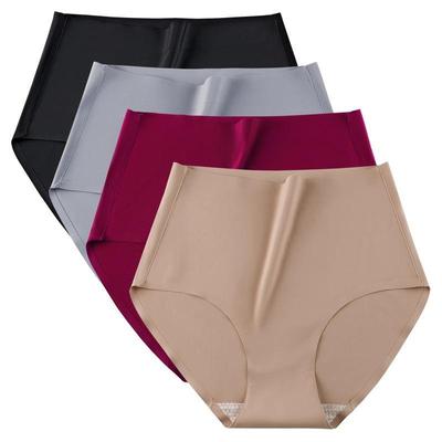 Women's Underwear Tummy Tuck Briefs Antibacterial High-waisted Briefs Ice Silk Seamless Hip Lift Briefs Antibacterial Panties
