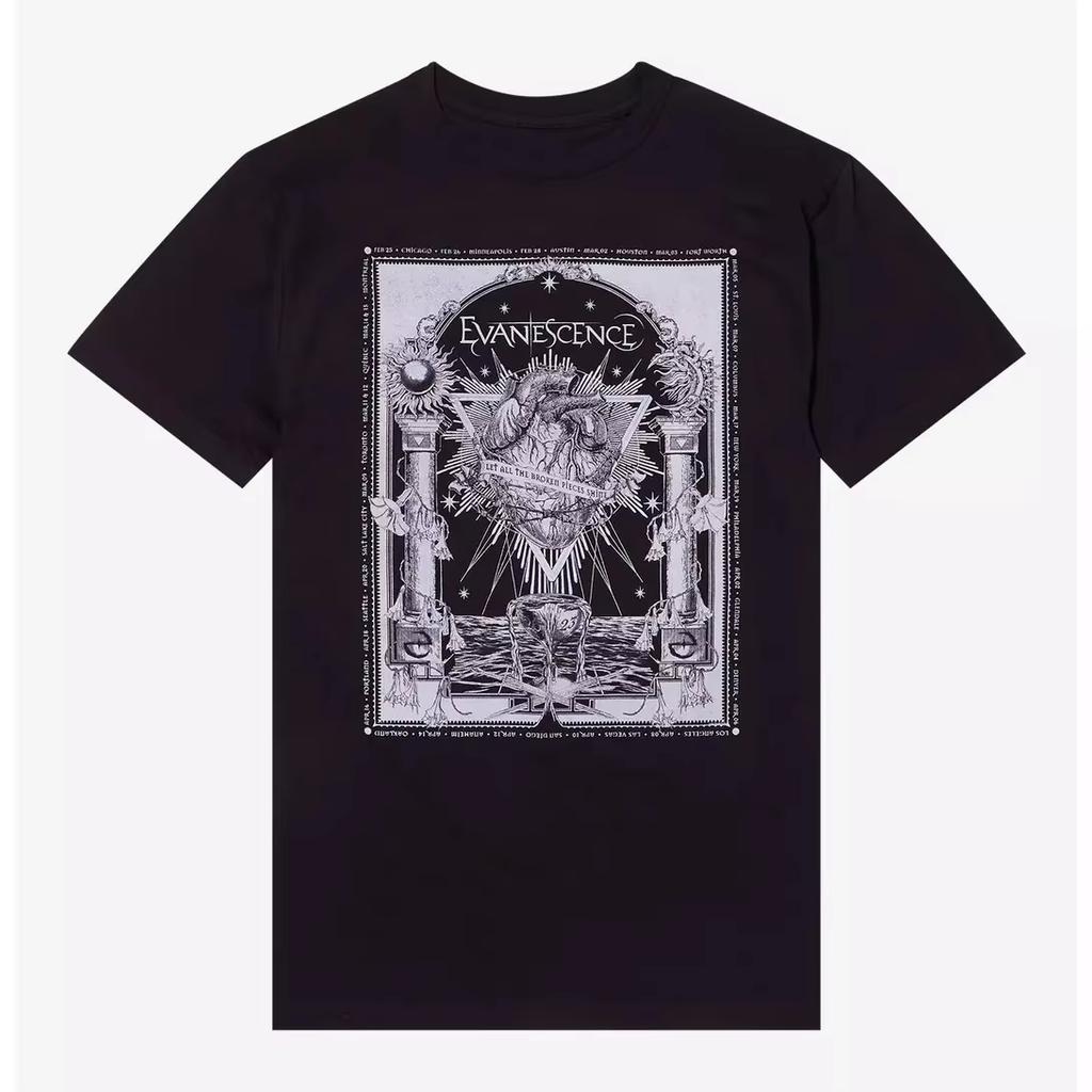 Summer Hot Sale Evanescence 2026 Tour Band Cotton Graphic T-shirt Men Women Vintage Hip Hop Streetwear Oversized T-shirt