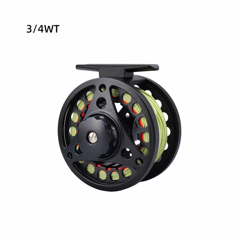 Metal Fly Fishing Reel with Large Capacity Spool & Complete Fly Line Set, Includes Backing Line, Main Fly Line & Tapered Leader 3/4WT