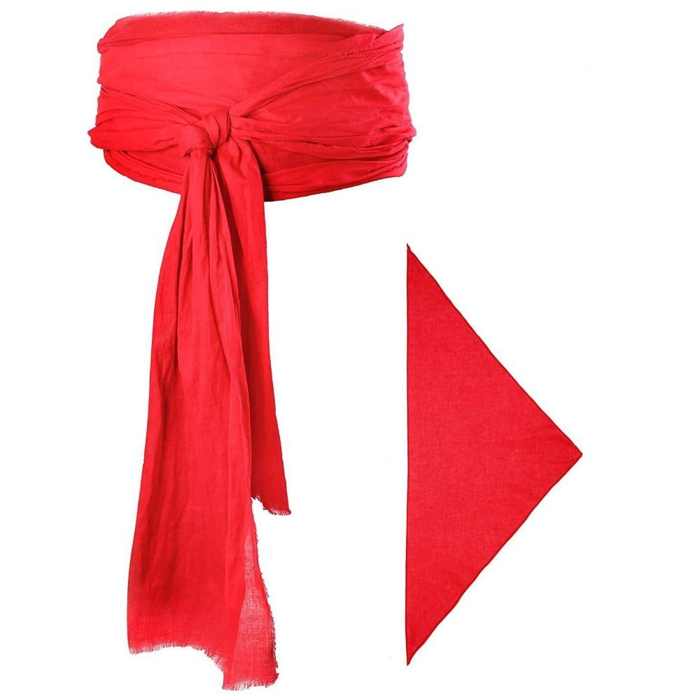 Solid Color Pirate Headband Waist Belt Head Wrap Cosplay Costume Retro Halloween Scarf Belt  Men
