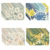 4/6/8Pcs Summer Floral Print Placemats Linen Kitchen Dining Table Decor Accessories Heat Resistant Linen Tableware Pads Mats