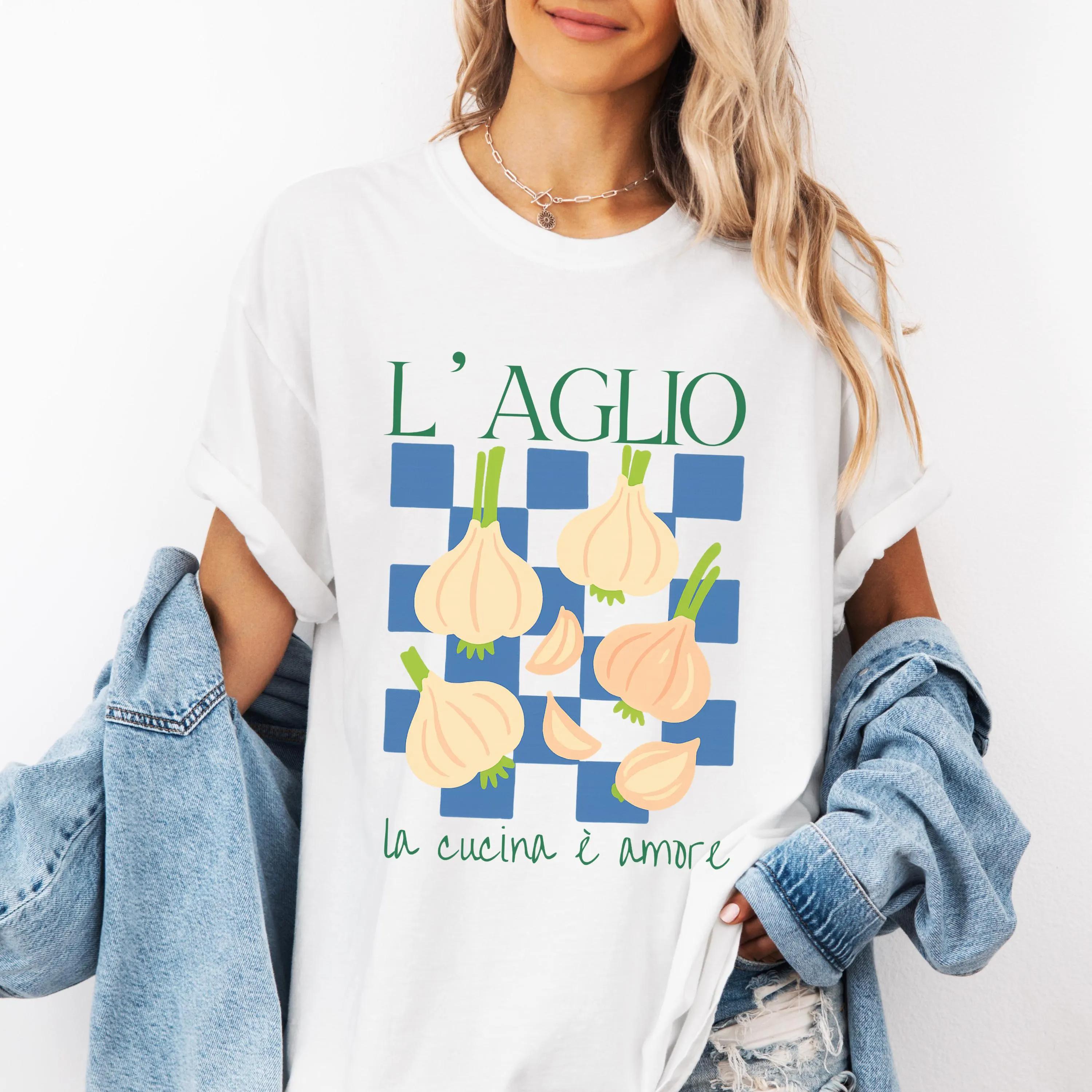 

Plus Size Summer Womens Vintage Garlic Pattern Print TShirt Cotton Breathable Stylish Versatile Street Style Oversized XL