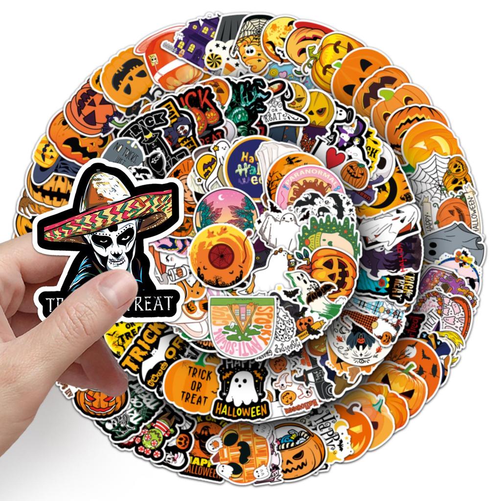 200 Halloween Journal Stickers: Ghost, Pumpkin, and Graffiti Designs for Suitcase & Laptop. Waterproof & Scary.