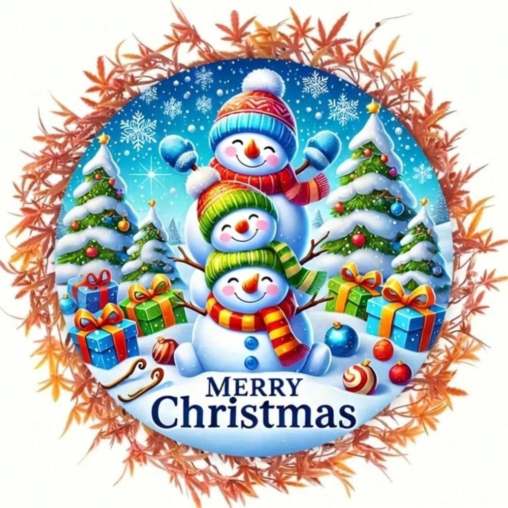 Vintage Snowman Family Metal Sign 8x8 Inch Christmas Wall Decor Home Bar Cafe Indoor Outdoor