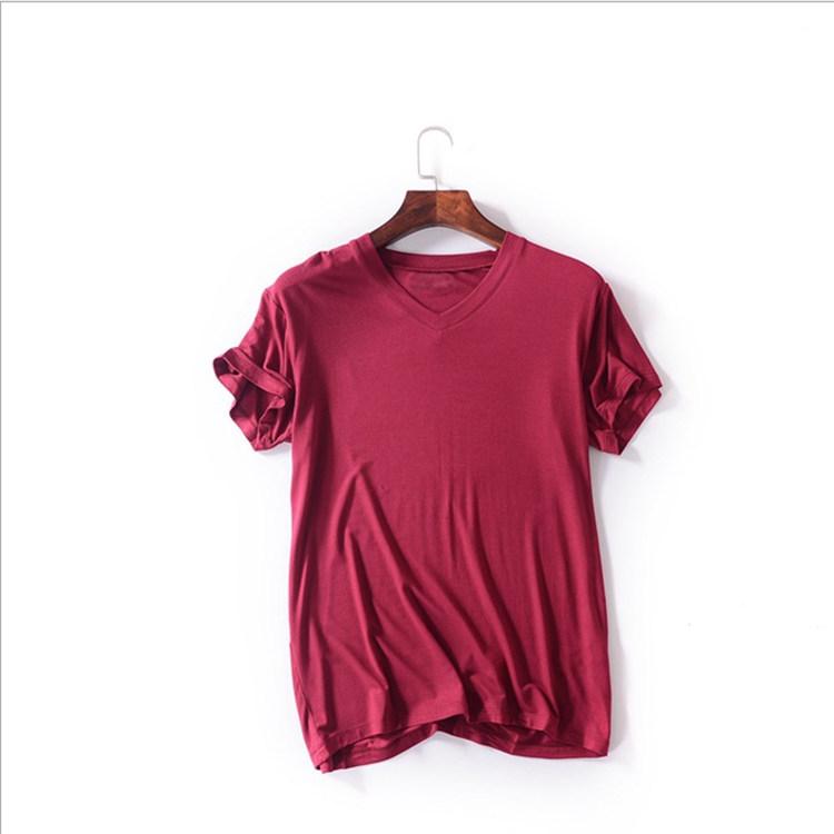 Summer Modal Short-sleeved T-shirt Men's V-neck Bottoming Shirt Large Size Loose Solid Color Sports Slim Men's Clothing
