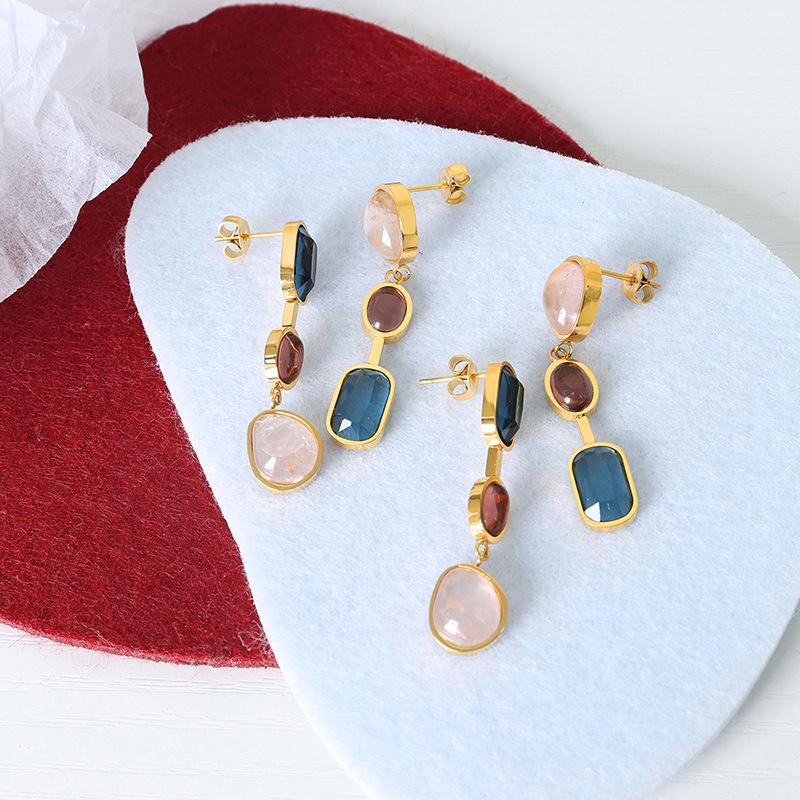 

Bohemian Crystal Inlaid Titanium Steel Earrings