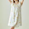 Women's Summer Short Sleeve Printed 100% Mulberry Silk Pajama Dress - Mid-length, Plus Size, Loose-fit Nightgown