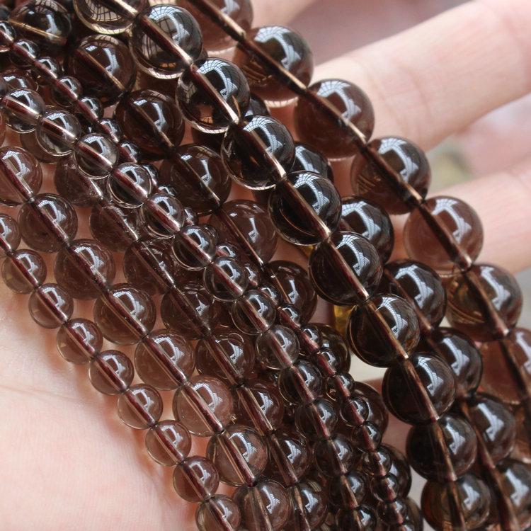 Natural Smoked Quartz Citrine Tea Crystal Round Beads 4-12mm for DIY Accessories