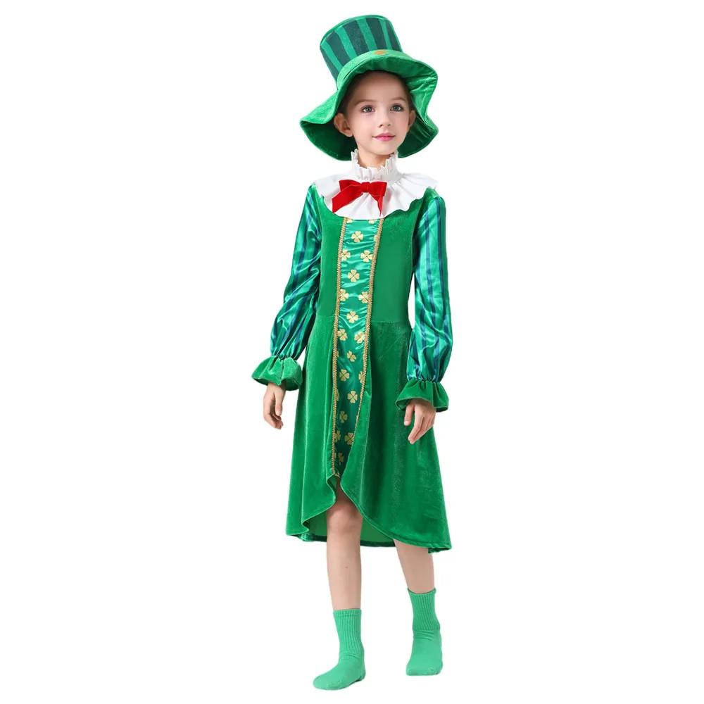 

Kids Leprechaun Cosplay Costume St Patrick s Day Boys Girls Dress Stage Uniform Set Irish Style Green Festival Halloween Costume 110cm