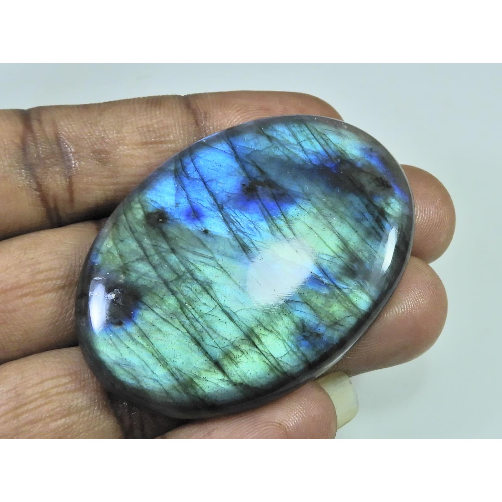 150Cts.Natural Labradorite Multi Fire Oval Cabochon Loose Gemstone 37X54X8MM D-256