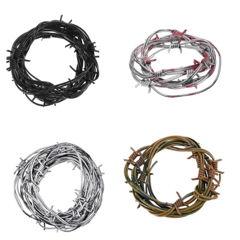Filo spinato finto arrugginito Decorazione Filo spinato di plastica Oggetti di scena Decorazione da appendere per albero di Natale per Natale Festa Western di Natale