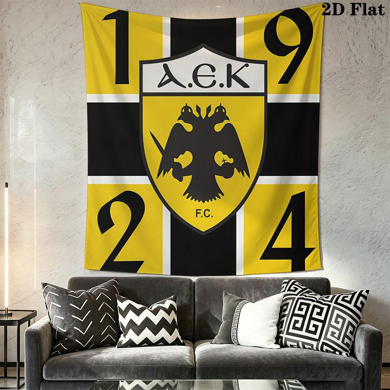 AEK Athens F.C logo Wall Hanging Printed Fabric Blanket Decorative Tapestries for Bedroom Living Room Home Decor
