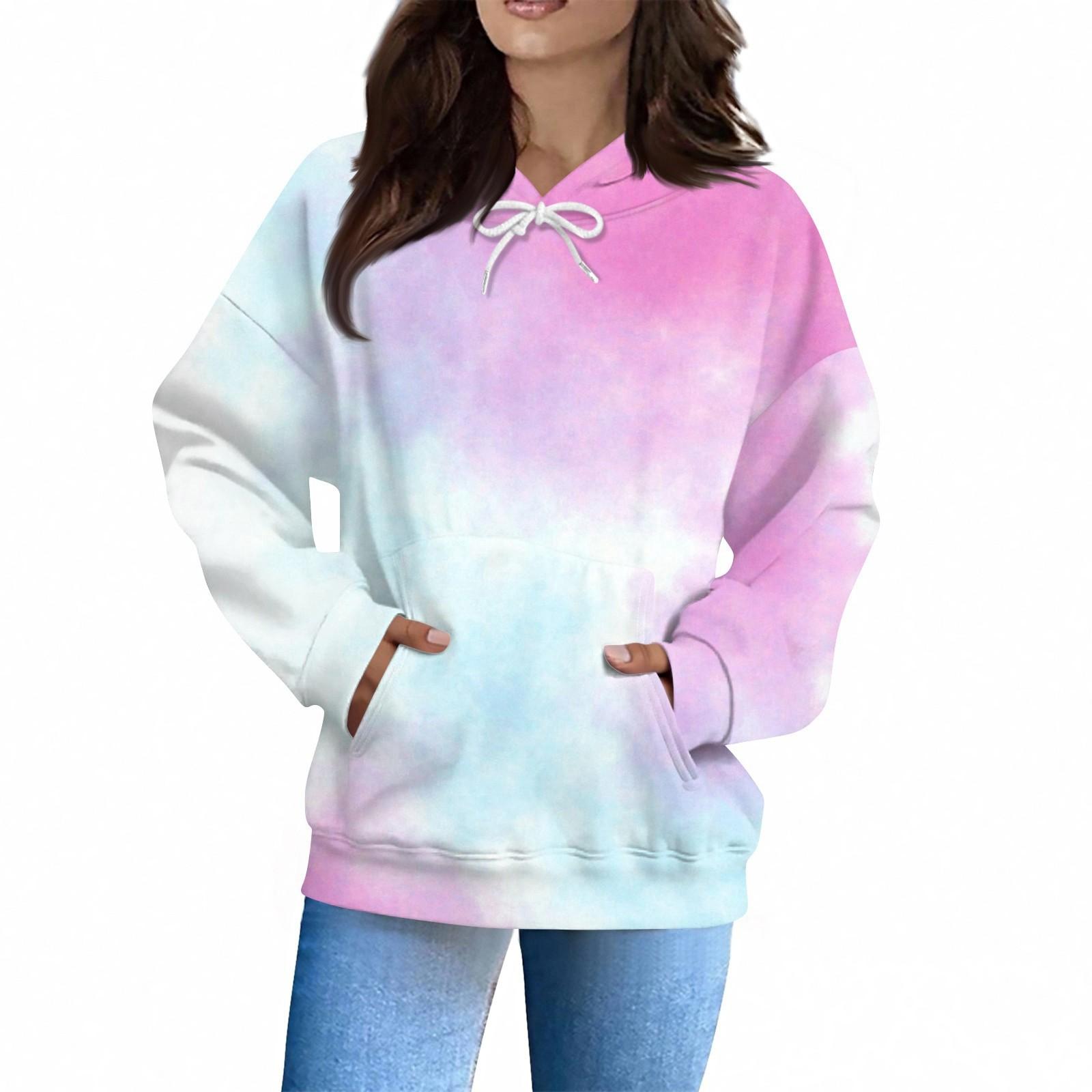 

Женская Мода Повседневная Толстовка Длинный Рукав Принт Топ XXL розовый