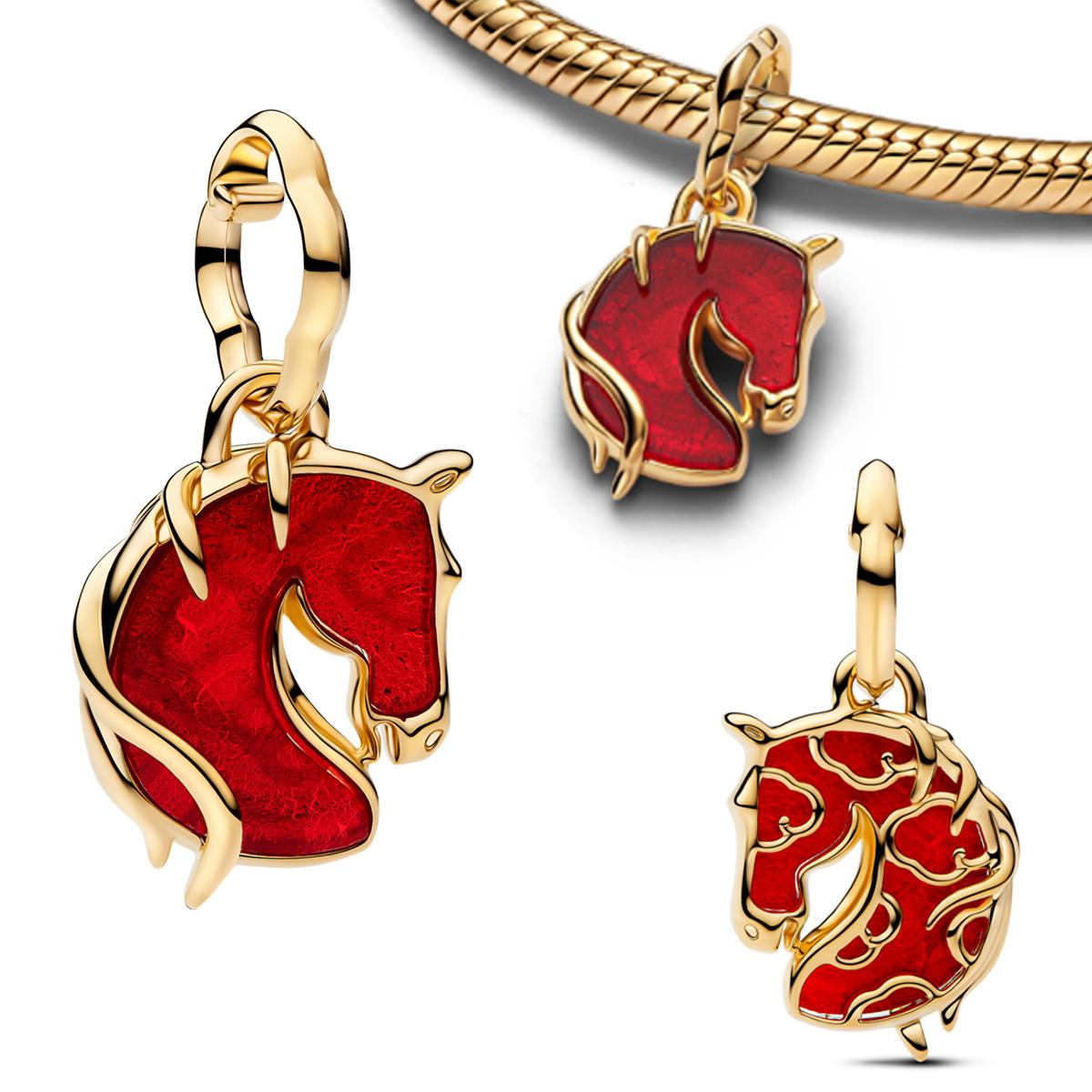 925 Silver Red Enamel Dragon Ladybug Strawberry Wine Bottle Horse Rose Apple Heart Lucky Beads Charms Pendent Fine Jewelry Gift