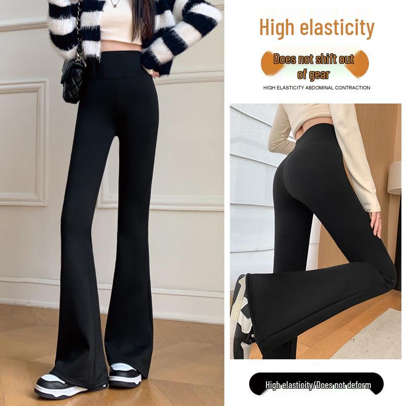 LangSha Women's Flared Velvet-Lined Shark Leggings