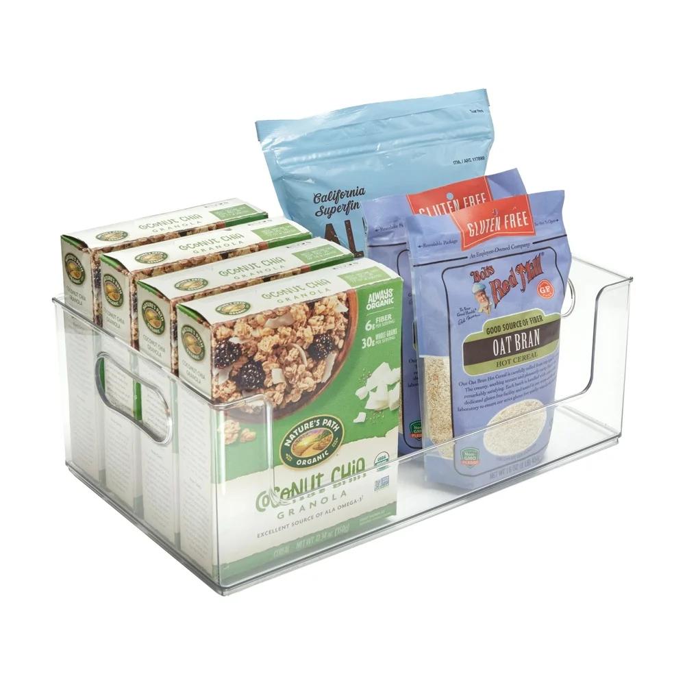 Extra Large Clear Storage Bin Open Front Stackable Organizer Kitchen Pantry Bathroom Toys Multi-Use Storage Solutions