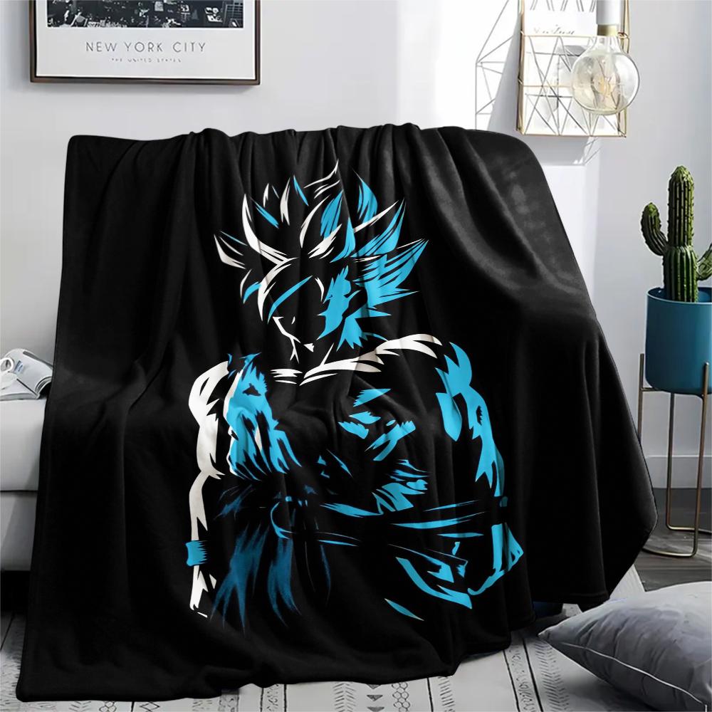 Dragon Ball Goku Pattern Flannel Blanket, High Quality Comfortable for All Seasons, Home Decor, Warmth and Comfort, Perfect for Gifts.