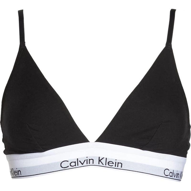 CALVIN KLEIN Letter Print Minimal Comfort Triangle Bra Women Black QF1061-001