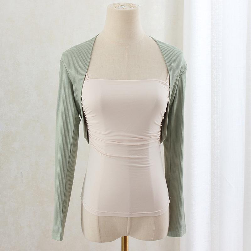 Women's Snowfall Style Cardigan: Lightweight Spring & Autumn Shawl, Cropped Air-Conditioned Jacket, Ballet Dance Camisole.