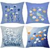 Floral Patterned Cushions Blue with Bird Design Polyester Pillowcase, Sofa Decorative Cushion Cov Headboard Pillow