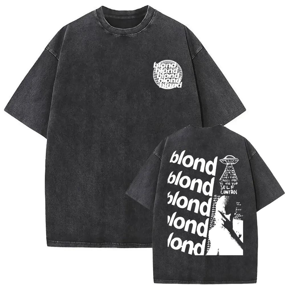 Hot Sale Rapper Frank Blond Poster Print Tshirt Men Women Vintage Washed Cotton Summer Tee Harajuku Fashion Oversize Casual Top