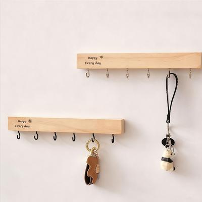 Solid Wood Wall Hooks 6-Peg Wall Mounted Storage Rack Home Practical Decor Hooks Home Organizers