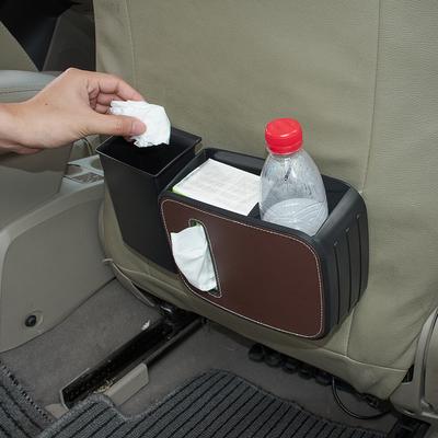 Poubelle de siège arrière de voiture Boîte de rangement Porte-boissons Organisateur Poubelle de siège arrière automatique avec étui à mouchoirs