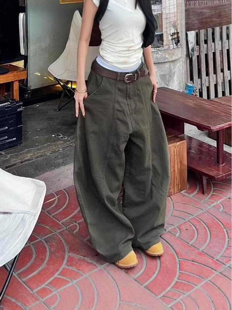 2025 Chic Street Style: Loose Wide-Leg Spliced Denim Pants